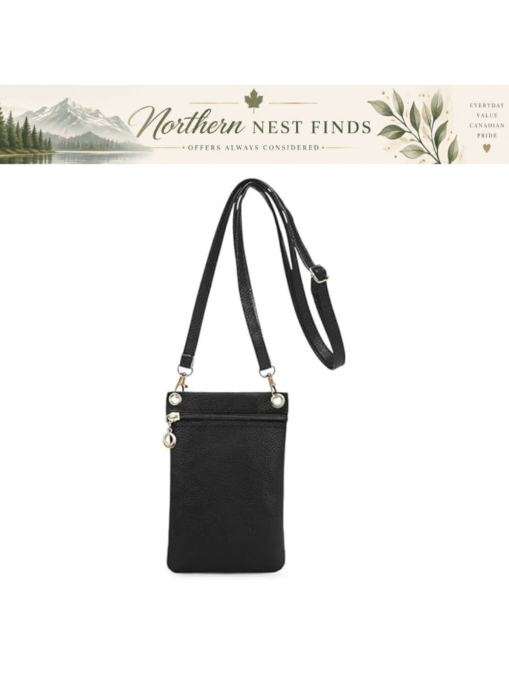 PU Leather Mini Crossbody Phone Purse with Zipper Adjustable Strap